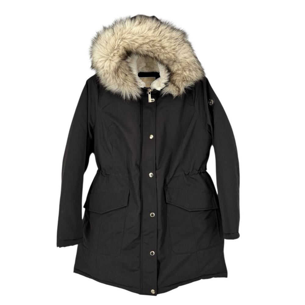 Michael Kors Anorak Snap Front Channel Quilted Jacket Black Size Large Outdoors